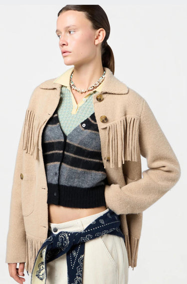 Western Fringe Jacket Dune-JACKETS & OUTERWEAR-Guest in Residence-Debs Boutique